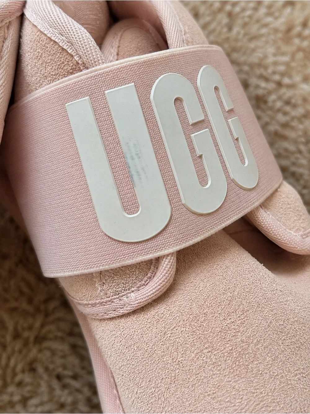 UGG Neumel Flex Pink Suede Wool Lined Logo Strap Boots Women’s 10